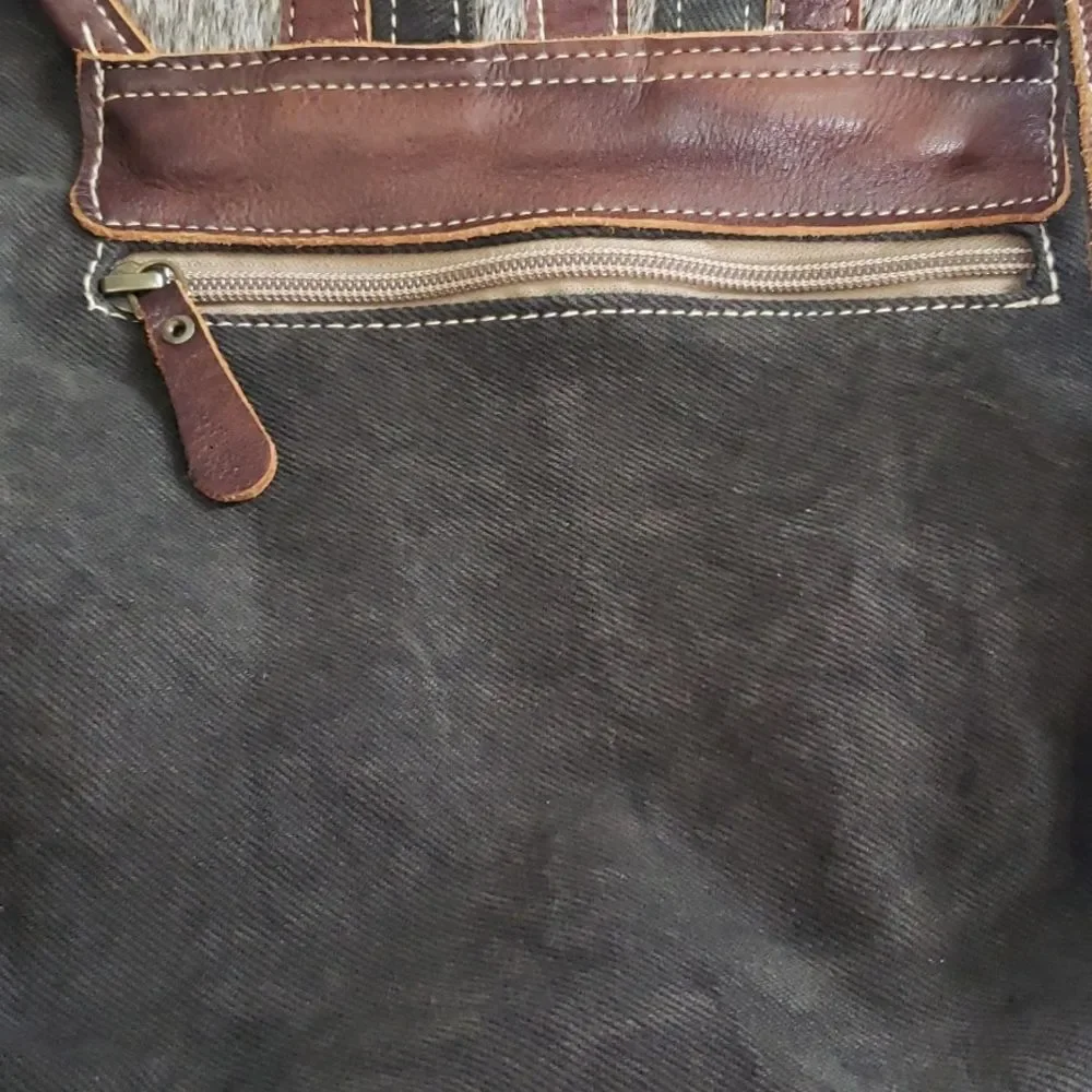 Myra Bag Backpack Unisex Woven,  Canvas and Hairon Leather Rustic Western